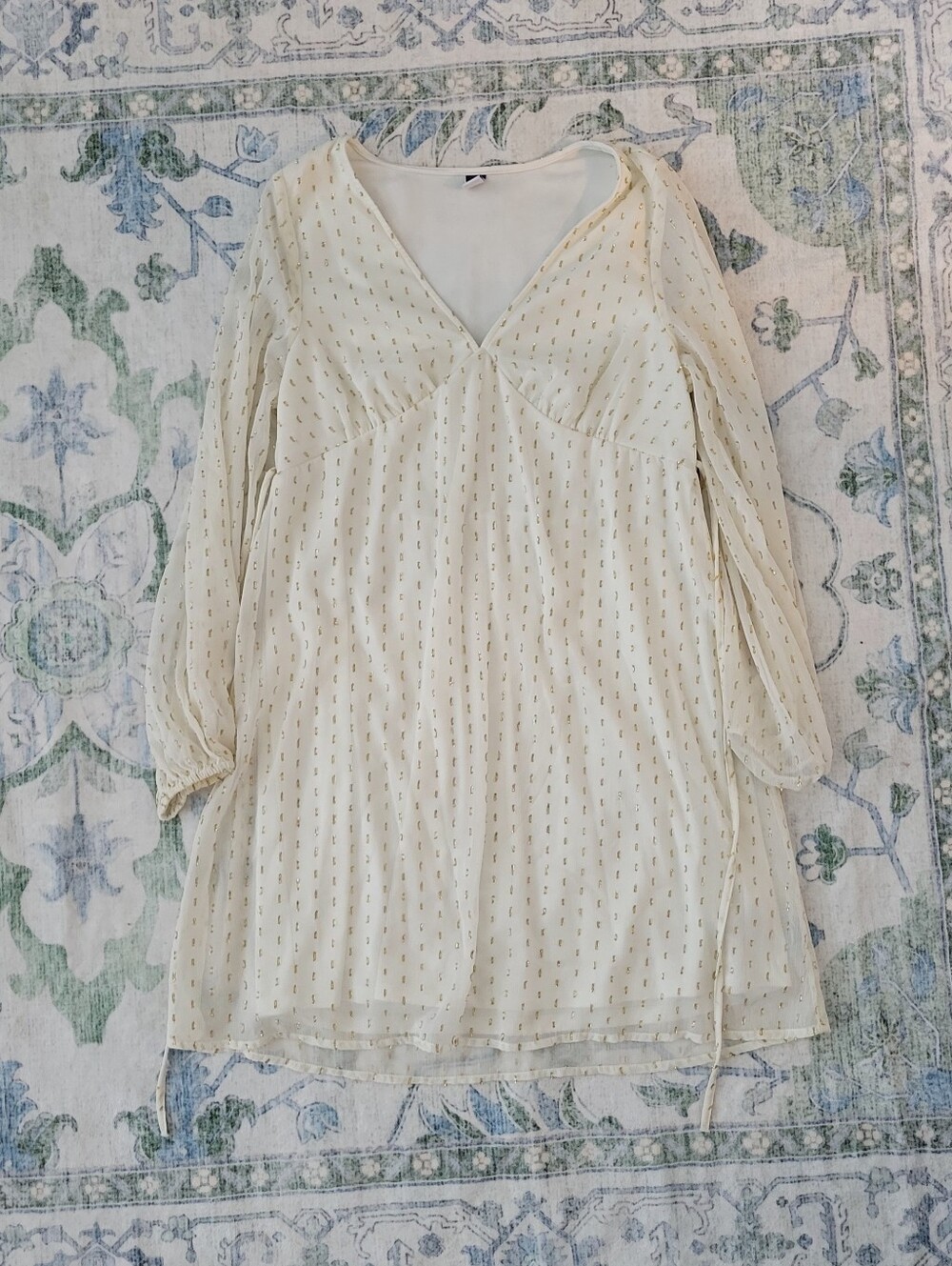 Old Navy Cream Mini Dress with Metallic Dot Detail